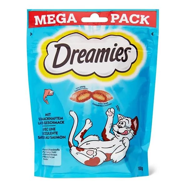 Dreamies Mega Pack İç Dolgulu Somonlu Kedi Ödül Bisküvisi 180gr image