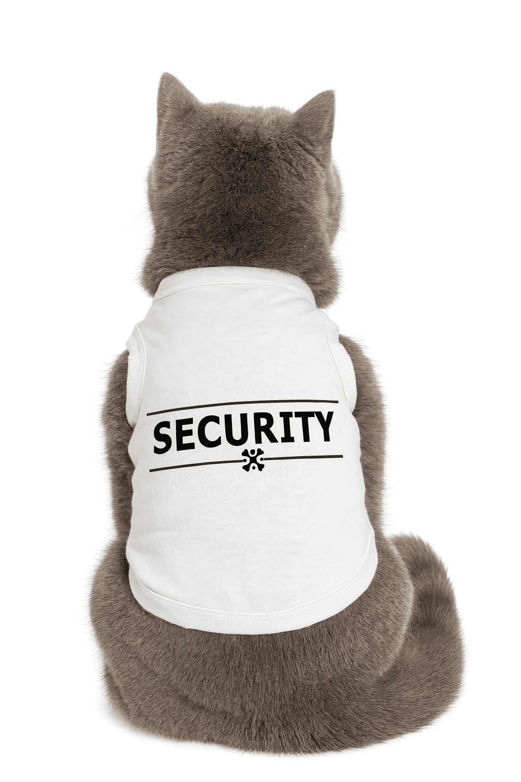 Kedi ve Köpek Kıyafeti Elbiseleri Atlet - Security Baskılı Atlet Modelleri - Beyaz