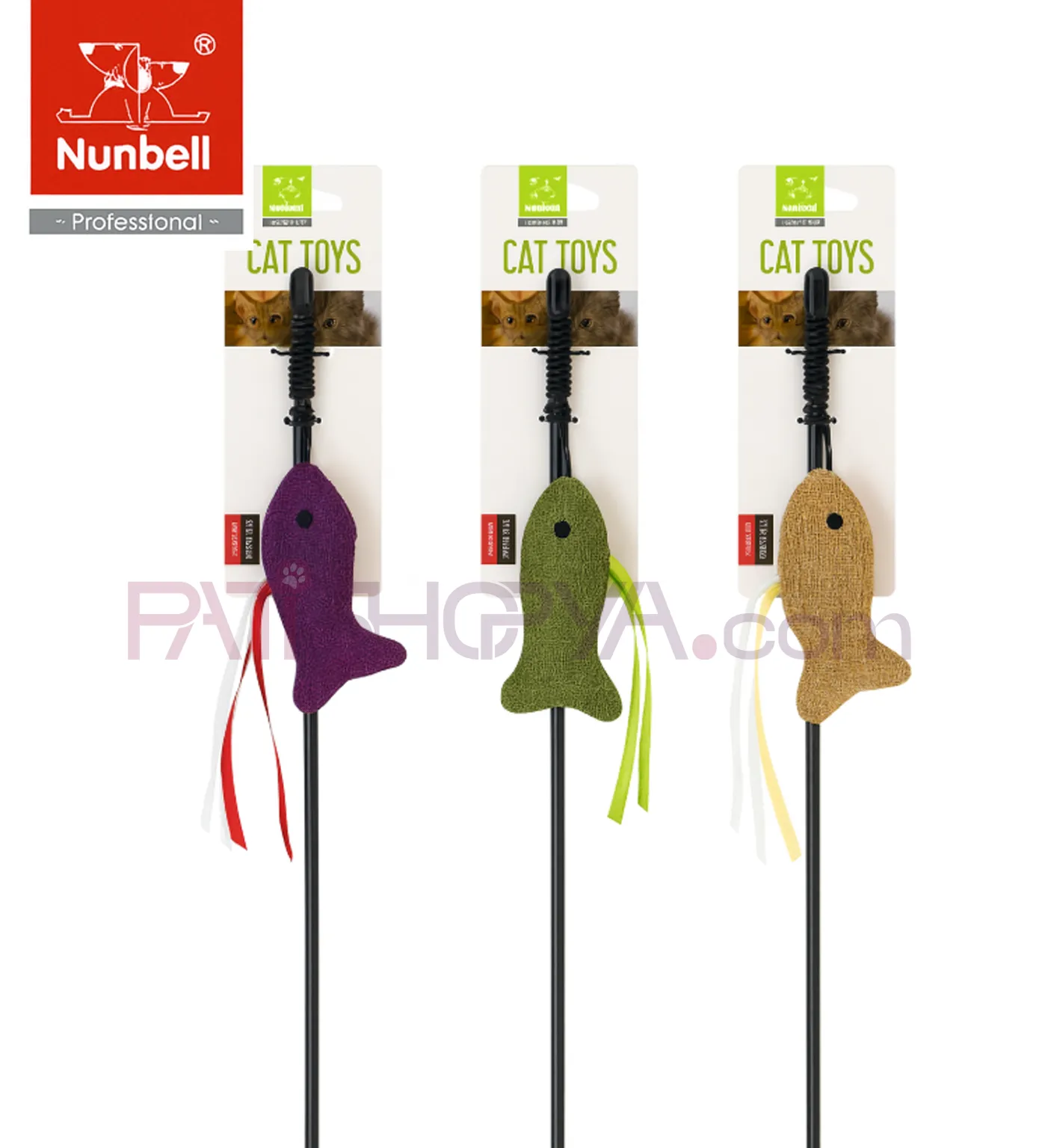 NUNBELL Renkli Balıklı Kedi Oyun Oltası 1 Adet image