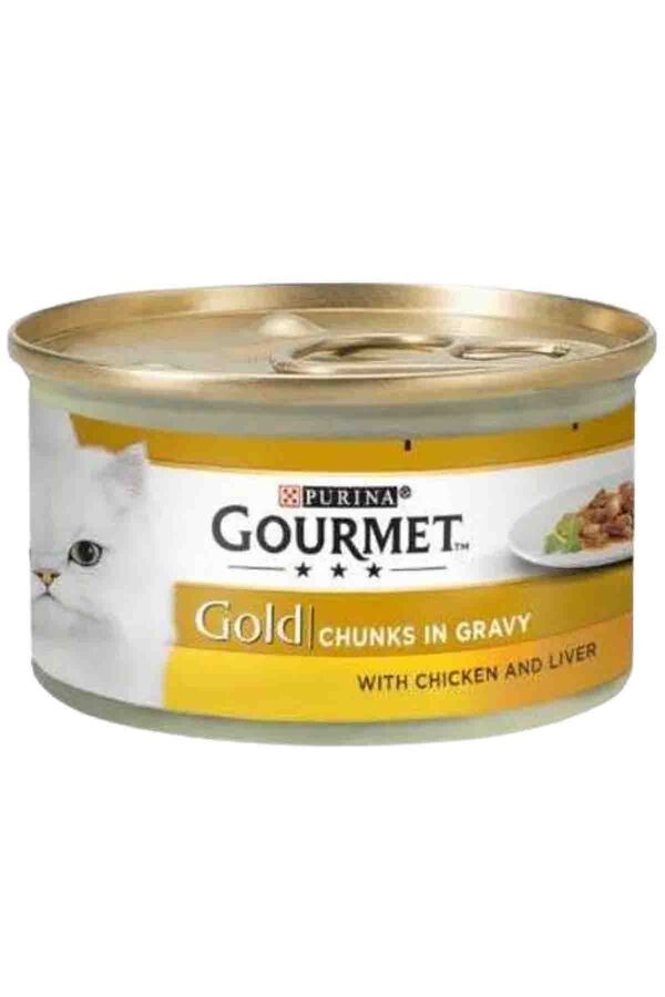 Gourmet Gold Parça Etli Soslu Tavuk Ciğerli Kedi Konservesi 85 Gr