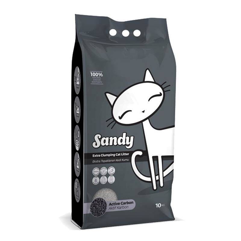 Sandy Aktif Karbonlu Sodyum Bentonit Gri Tozsuz Topaklanan 10 Kg Kedi Kumu (PRD00053)