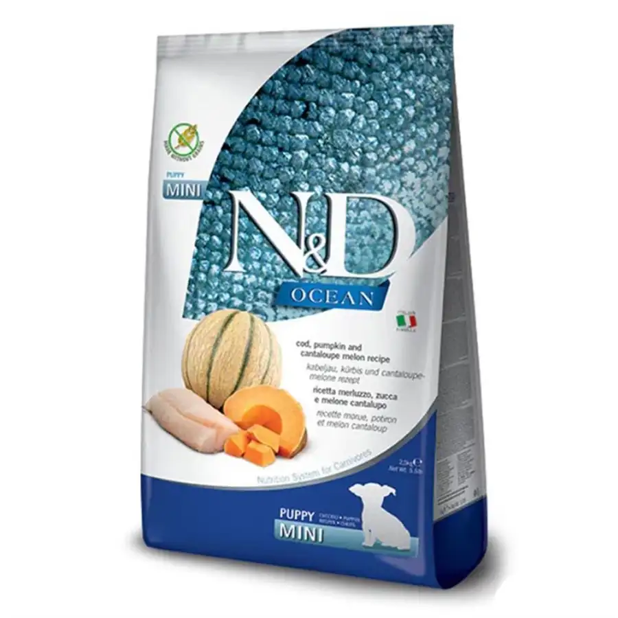 N&D Ocean Morina Balıklı Bal Kabaklı ve Kavunlu Küçük Irk Tahılsız Yavru Köpek Maması 2,5 kg main variant image