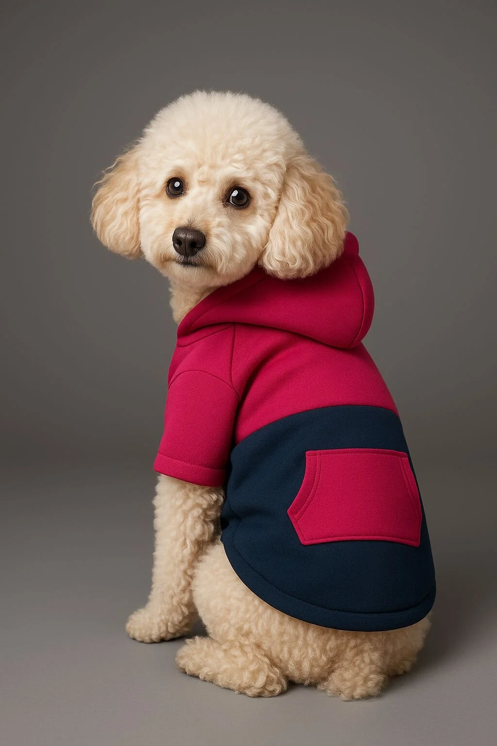  Kontrast Koleksiyonu Kapüşonlu Köpek Sweatshirt – Küçük ve Orta Irklar için Rahat ve Şık Hoodie (S-M-L-XL-2XL) B2B - Pembe-İndigo