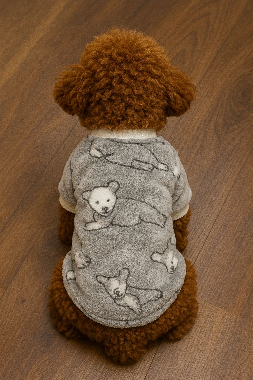 Kuzu Desenli Yumuşak Peluş Bisiklet Yaka Pet Sweat – Kedi Köpek İçin image