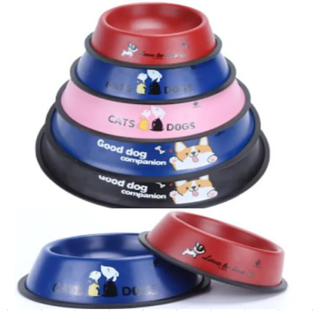 16 cm Renkli Baskılı Paslanmaz Metal Mama Kabı image