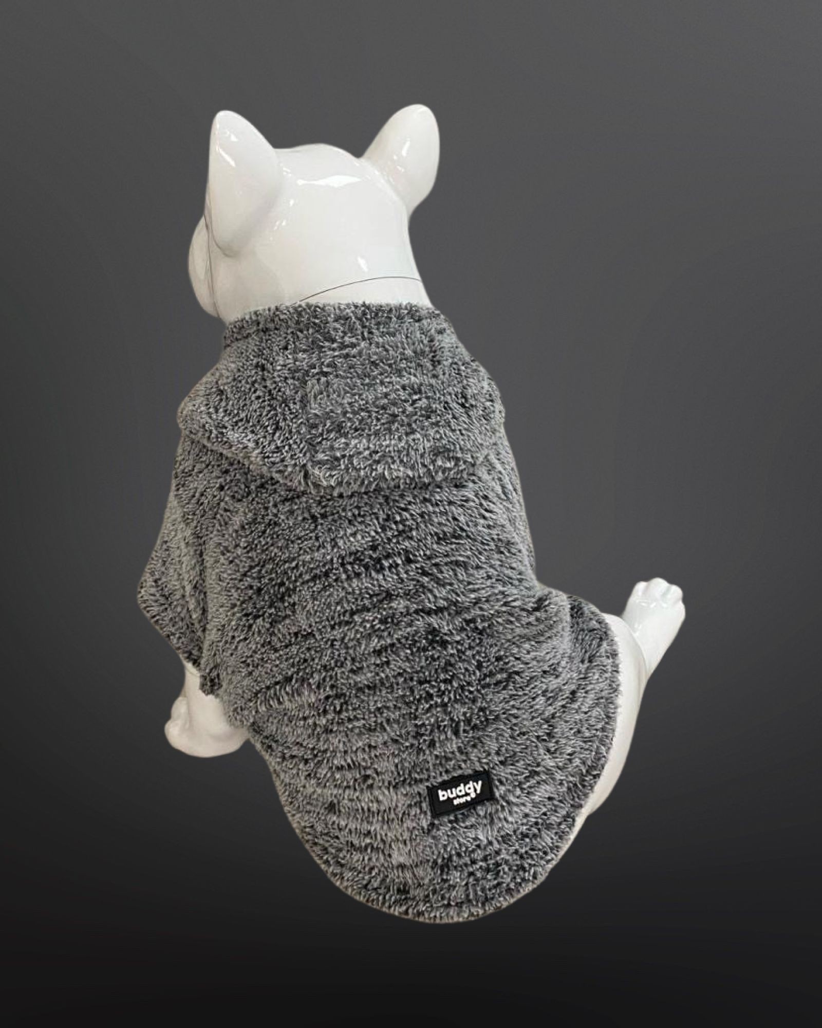 Kedi & Köpek Kıyafeti Sweatshirt - Gri Kapüşonlu Peluş Sweatshirt
