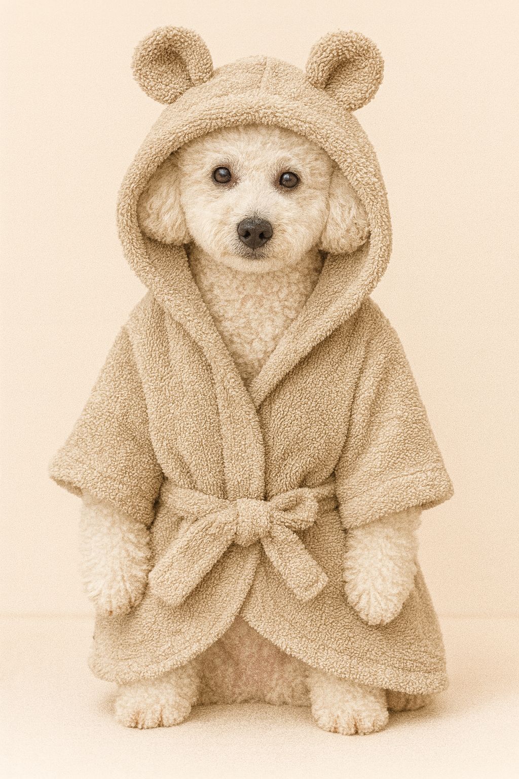 Mikrofiber Kedi ve Köpek Bornozu – Hızlı Kurulama, Yumuşak ve Emici - Bej image