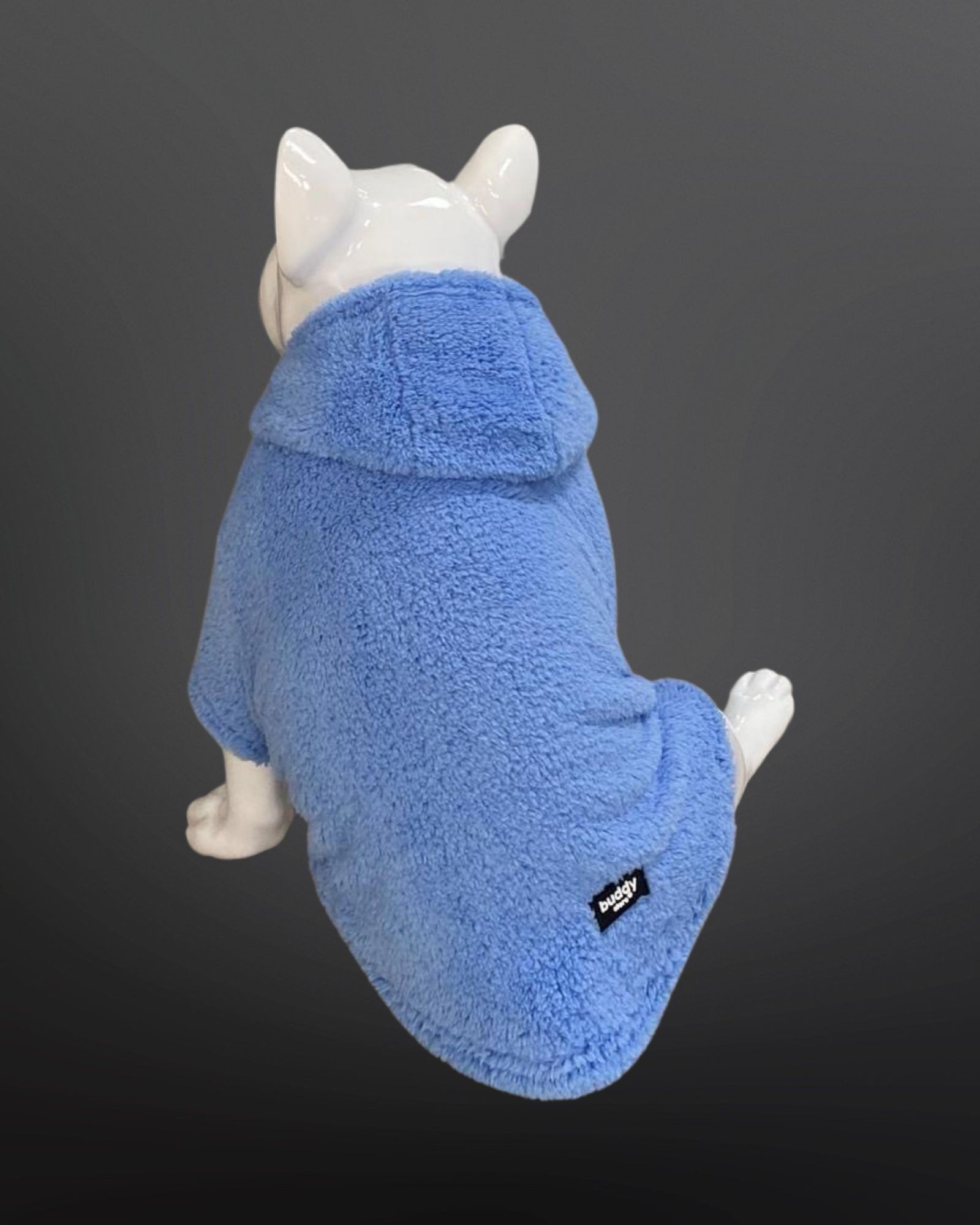 Kedi & Köpek Kıyafeti Sweatshirt - Mavi Kapüşonlu Peluş Sweatshirt