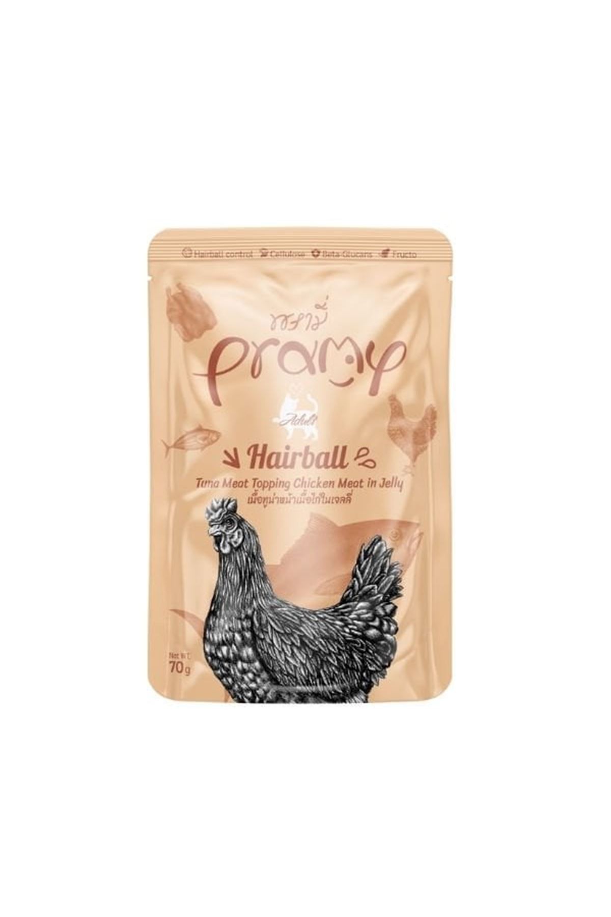 PRAMY JÖLE İÇİNDE TON BALIKLI VE TAVUKLU YETİŞKİN KEDİ MAMASI 70G