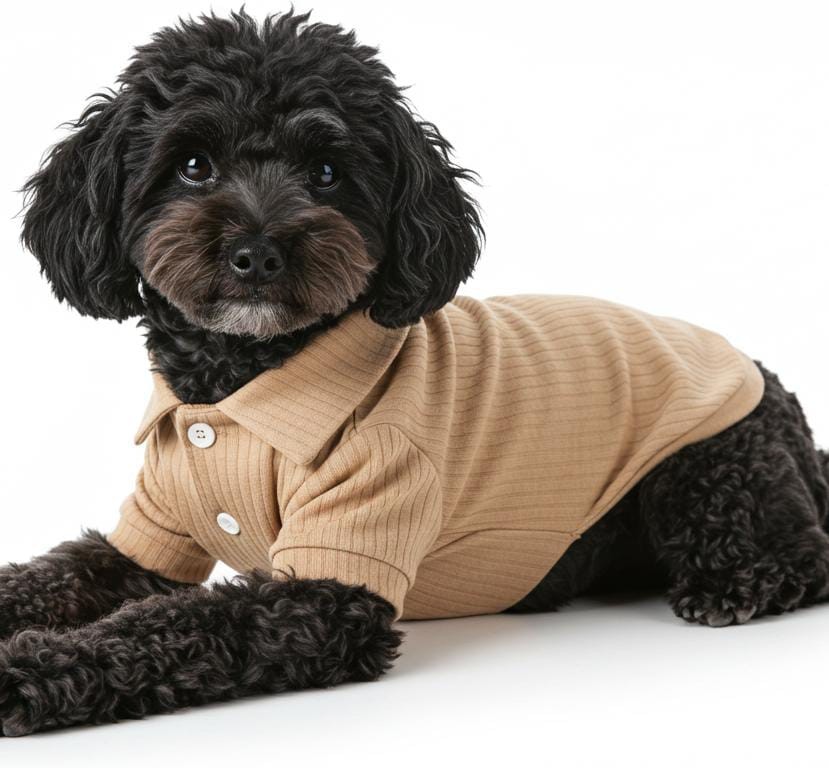 Unisex Krinkıl Kumaş Kedi & Köpek Gömleği (Yazlık) - Bej