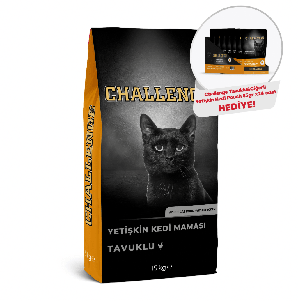 Tavuk Etli Yetişkin Kedi Maması 15 Kg + Tavuklu Ciğerli Yetişkin Kedi Pouch 85 gr x 24Adet Hediyeli!
