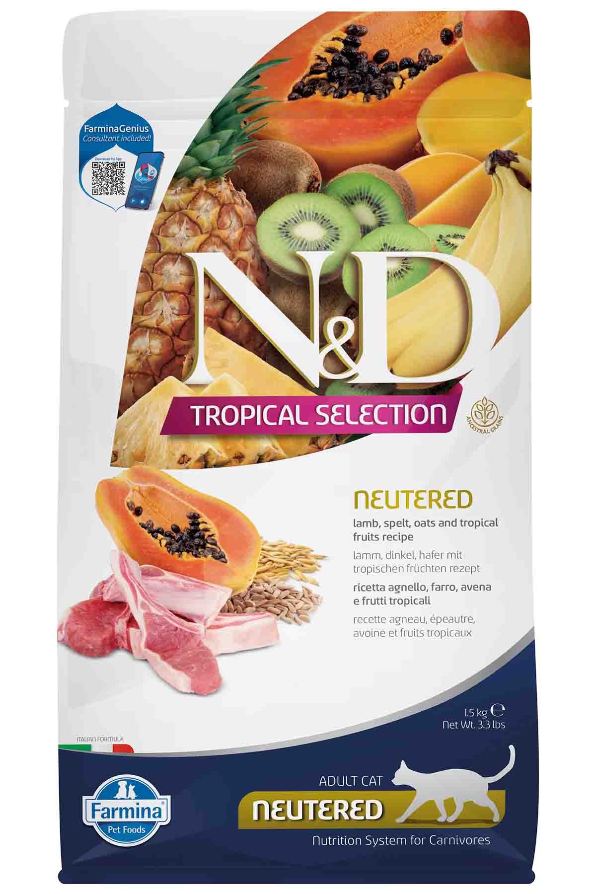 N&D - Tropical Selection Neutered Lamb,Spelt, oats and tropical fruits Recipe ( 1.5 KG ) (PND0150084)