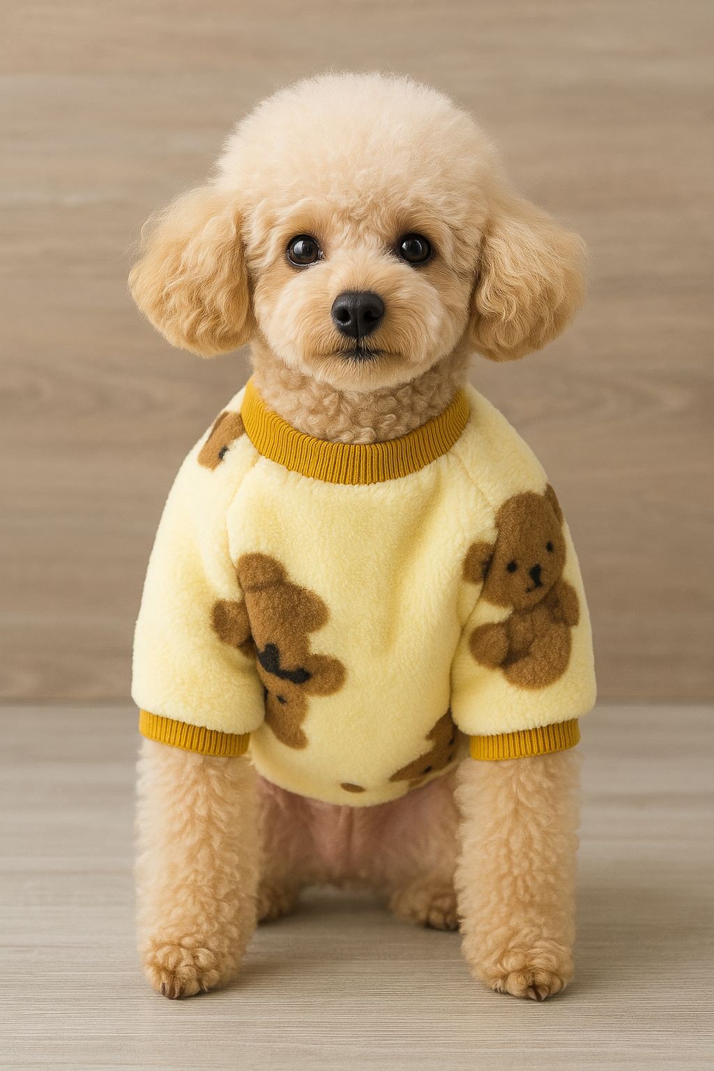 Ayıcık Desenli Yumuşak Peluş Bisiklet Yaka Pet Sweat – Kedi Köpek İçin