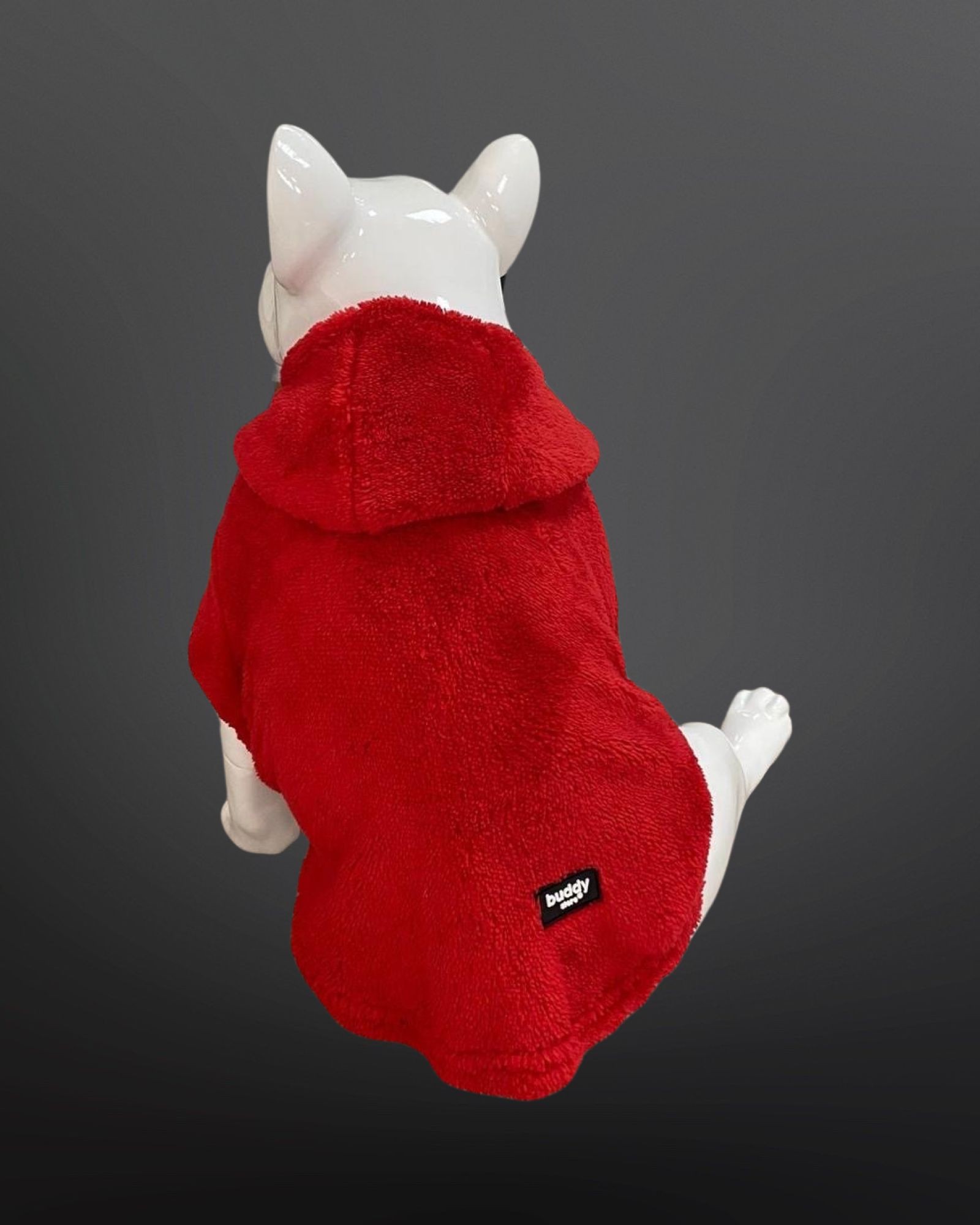 Kedi & Köpek Kıyafeti Sweatshirt - Kırmızı Kapüşonlu Peluş Sweatshirt