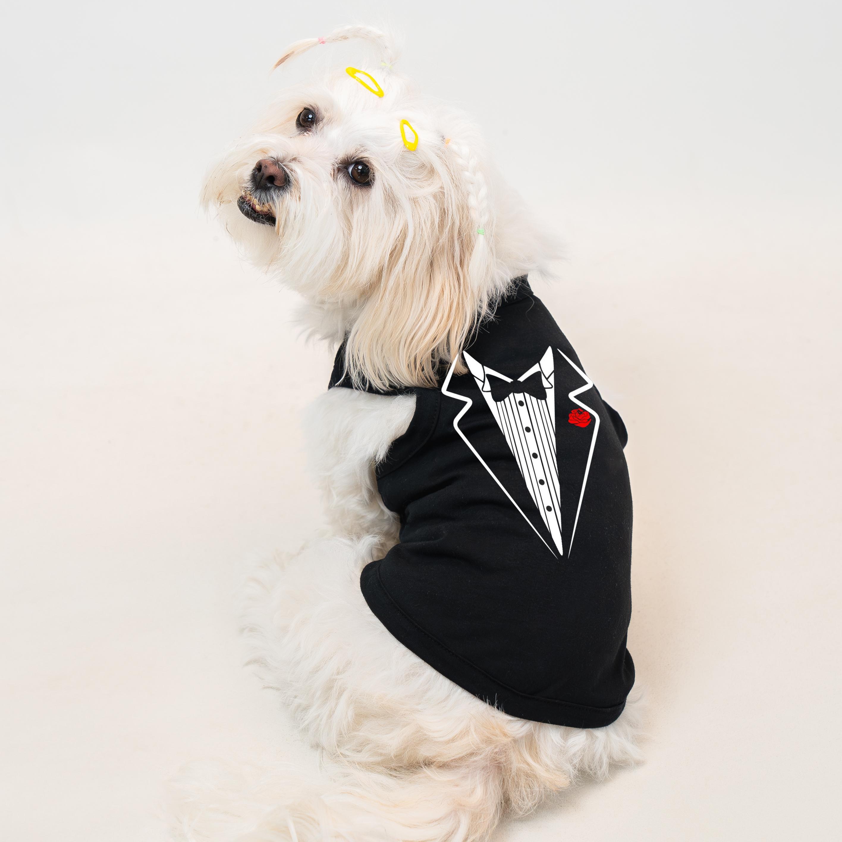 Kedi & Köpek Kıyafetleri - Yazlık Siyah Atlet Model (Yeni Sezon %100 Pamuk) - Siyah Damat