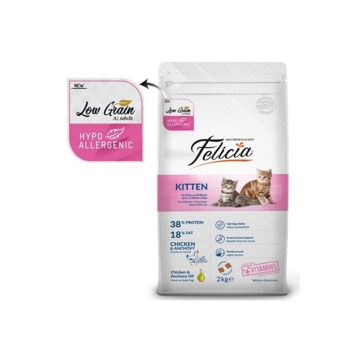 Felicia Az Tahıllı Yavru Tavuklu HypoAllergenic Kedi Maması 2 Kg