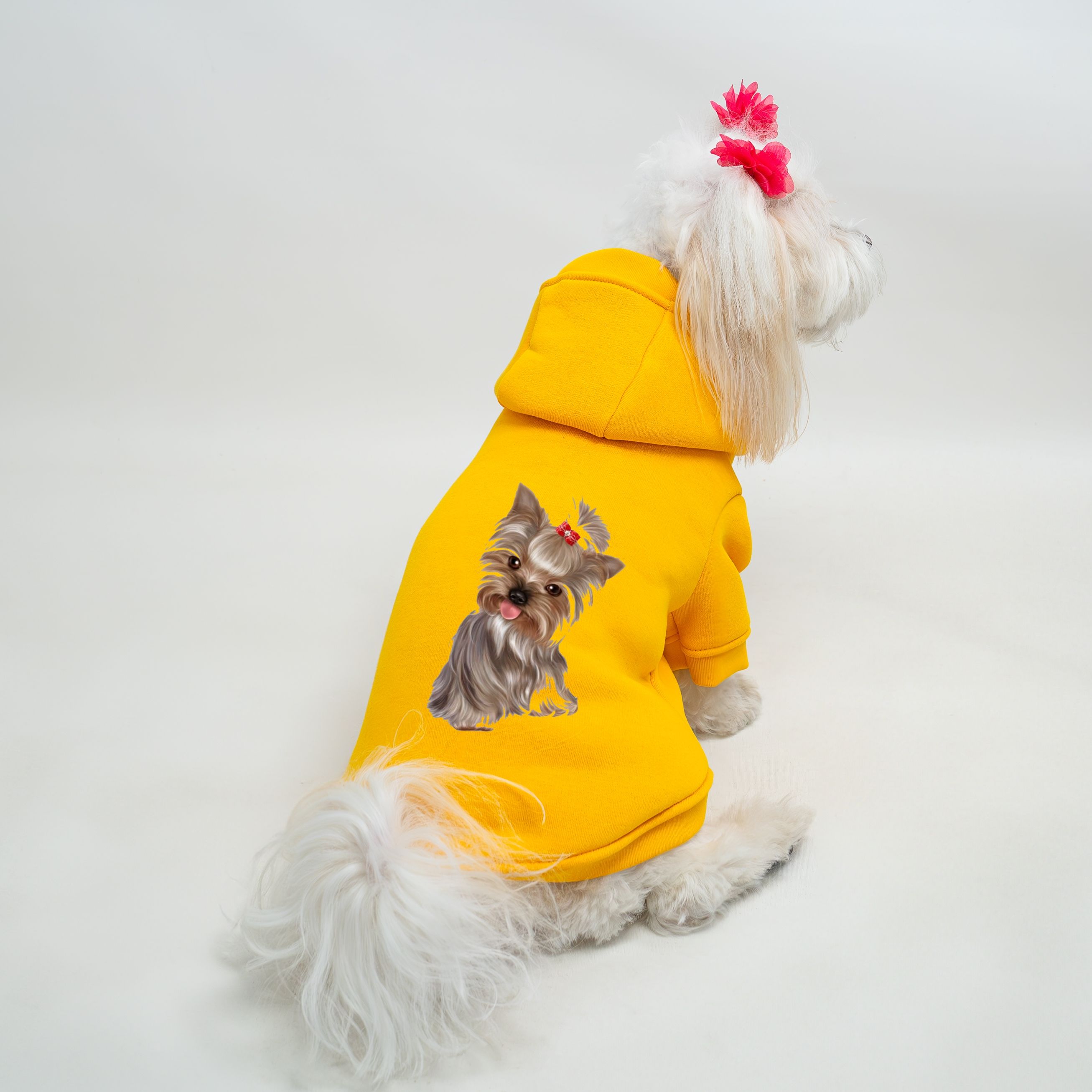 Kedi & Köpek Kıyafeti Sweatshirt - Terrier Baskılı Sarı Sweatshirt