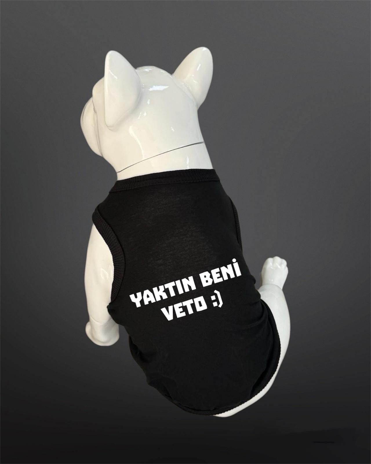 Kedi & Köpek Kıyafeti Atlet - Yaktın Beni Veto Baskılı Siyah Atlet