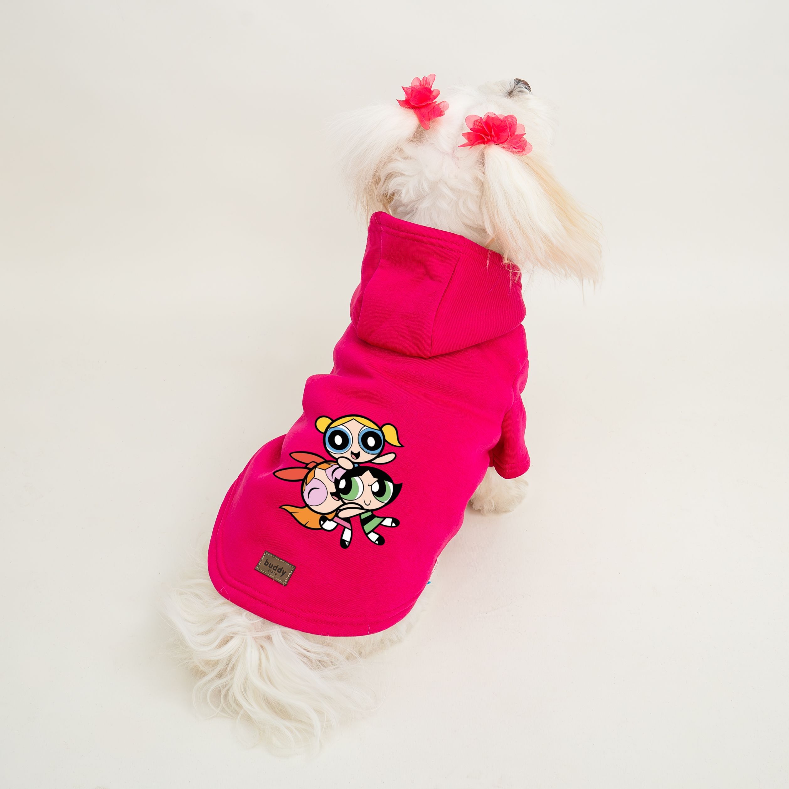 Kedi & Köpek Kıyafeti Sweatshirt - Powerpuff Girls Baskılı Pembe Sweatshirt
