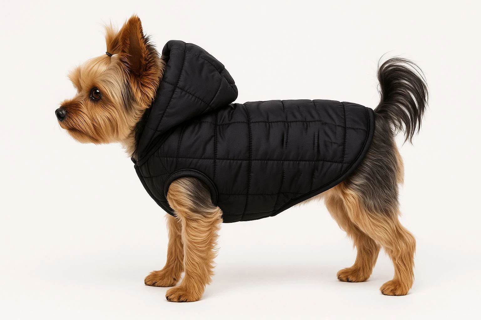 Kapitone Astarlı Su Geçirmez Kapüşonlu Köpek Montu - Kolay Giydirilebilir Kalıp (S-M-L-XL-2XL) B2B - Siyah