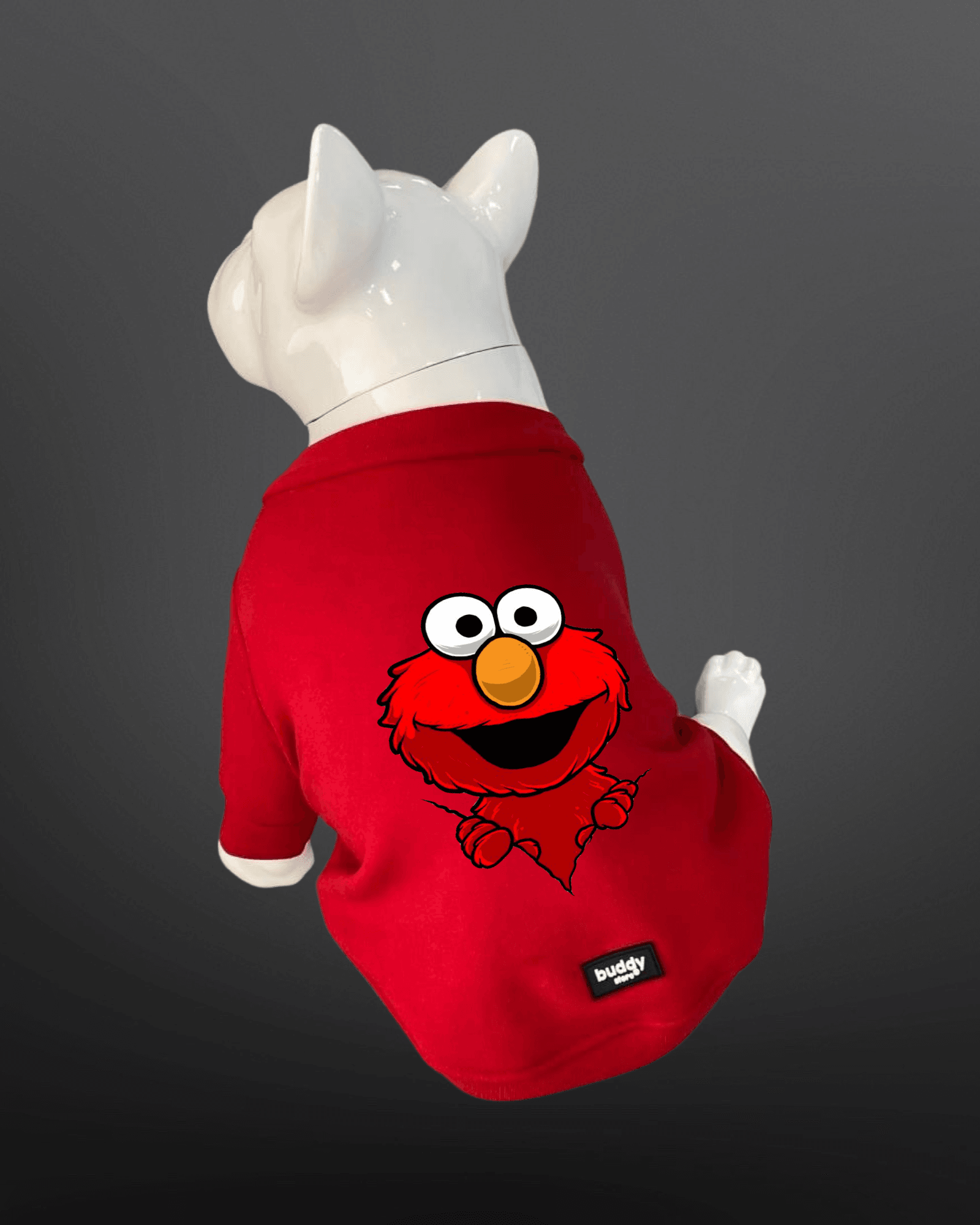 Kedi Ve Köpek Kıyafeti - Elmo Baskılı Kırmızı Kapüşonsuz T-Shirt