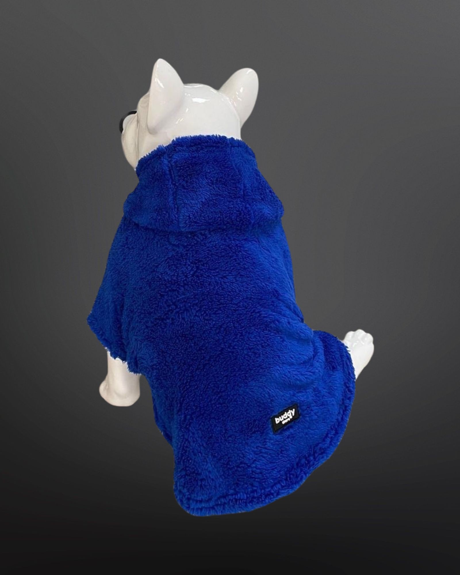 Kedi & Köpek Kıyafeti Sweatshirt - Saks Mavisi Kapüşonlu Peluş Sweatshirt