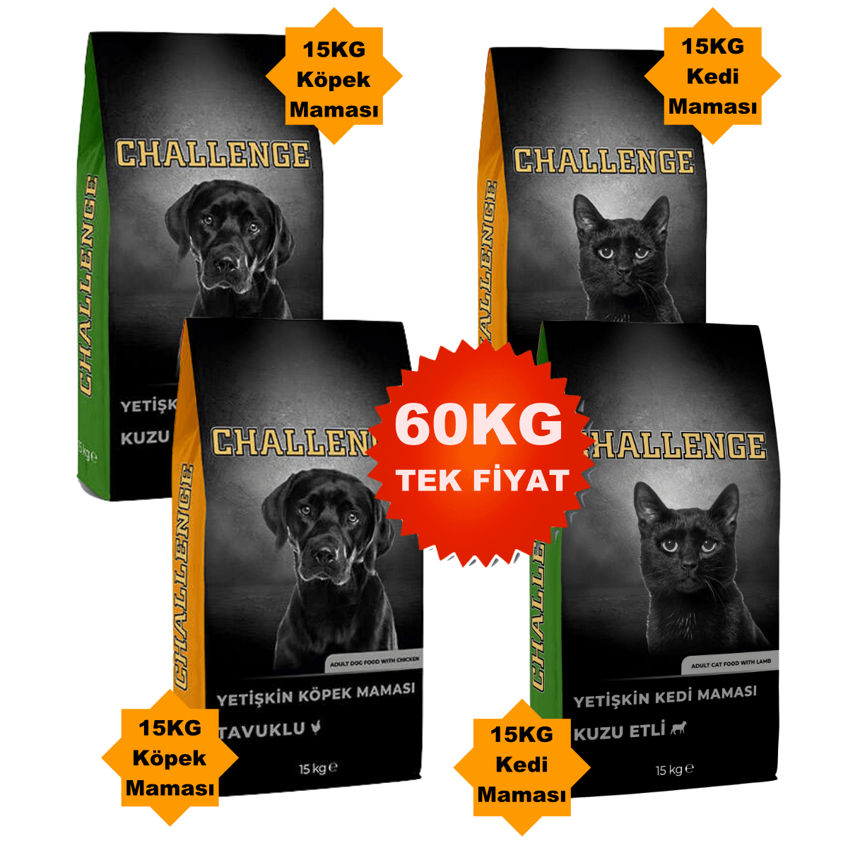 60 KG (30 KEDİ) (30 KÖPEK) Kuru Maması Kuzulu ve Tavuklu 