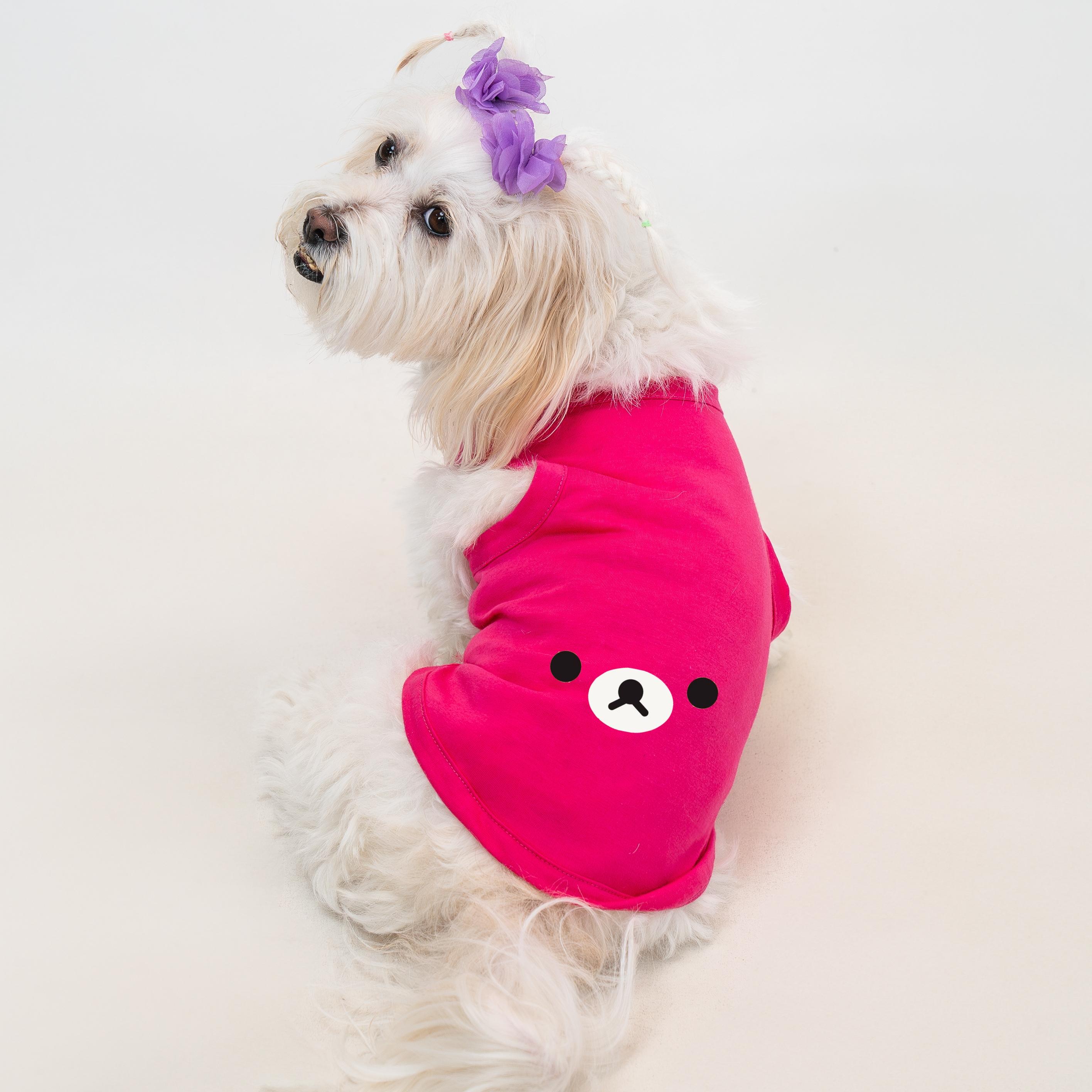 Kedi & Köpek Kıyafetleri - Yazlık Pembe Atlet Model (Yeni Sezon %100 Pamuk) - Pembe, Bear Baskılı