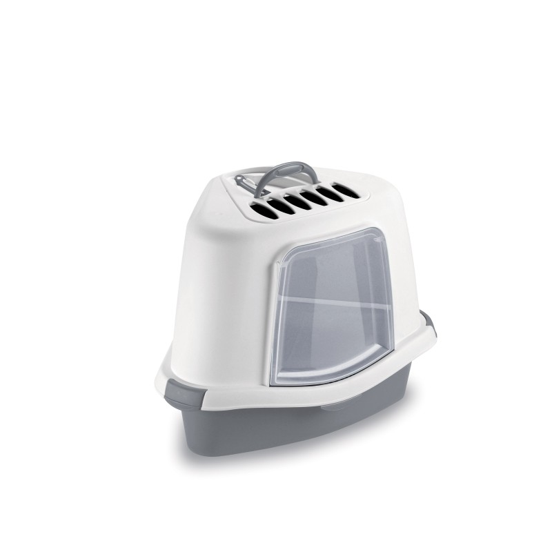 STEFANPLAST SPRINT CORNER PLUS BEYAZ/GRİ KEDİ TUVALETİ 56x40x40CM