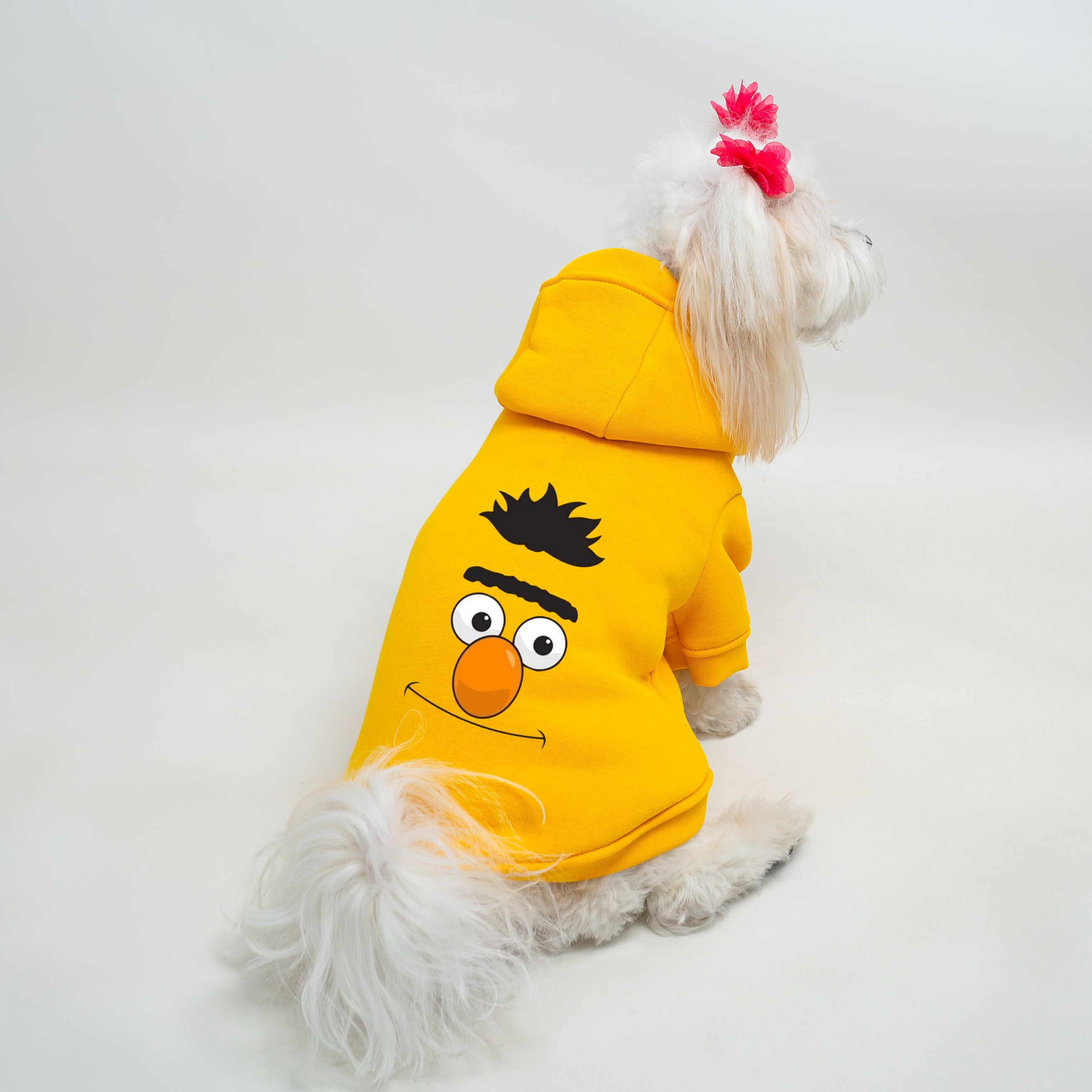 Kedi & Köpek Kıyafeti Sweatshirt - Be Happy Baskılı Sarı Sweatshirt