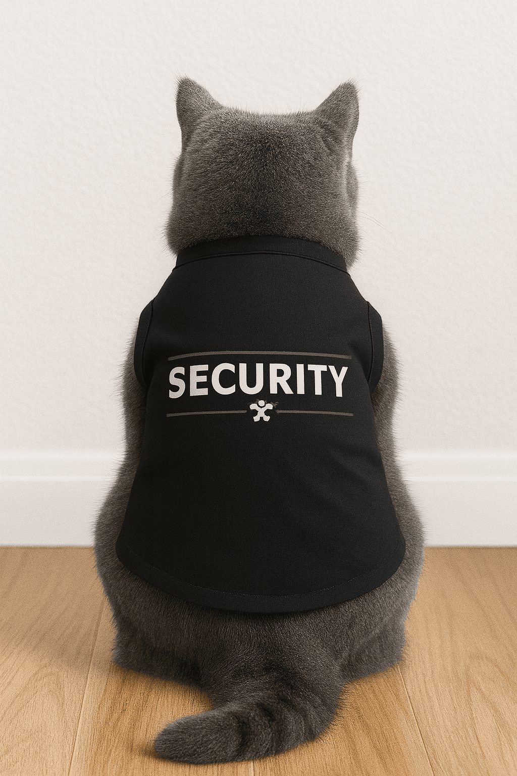 Kedi ve Köpek Kıyafeti Elbiseleri Atlet - Security Baskılı Atlet Modelleri - Siyah