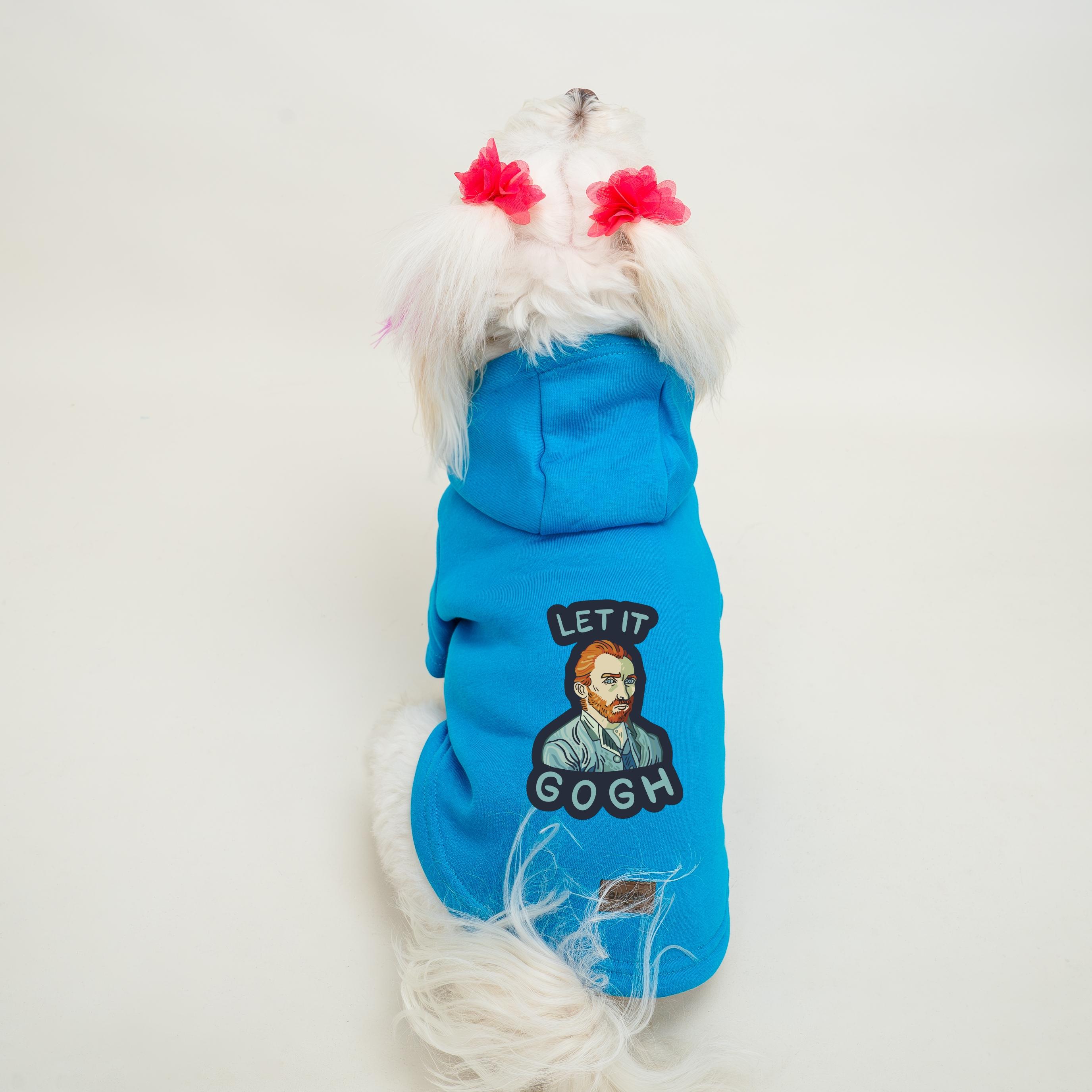 Kedi & Köpek Kıyafeti Sweatshirt - Let It Gogh Baskılı Mavi Sweatshirt
