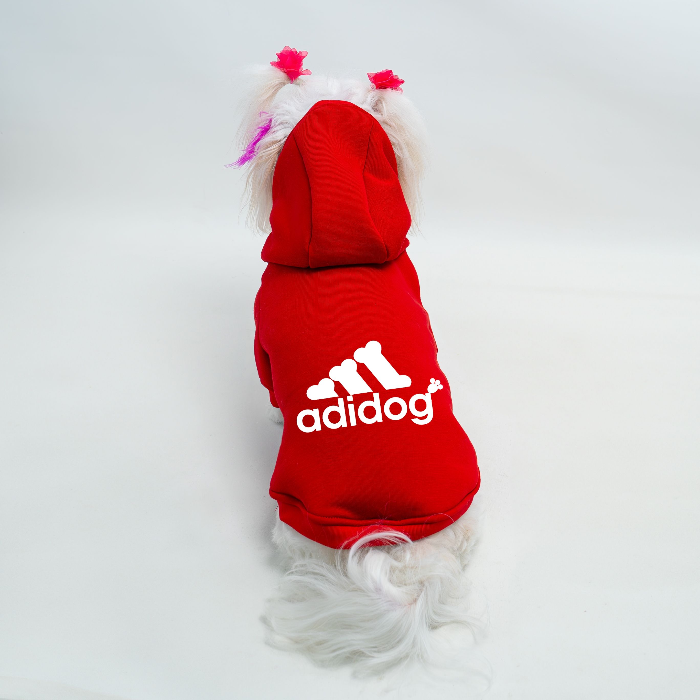 Kedi & Köpek Kıyafeti Sweatshirt - Adidog Baskılı Kırmızı Sweatshirt