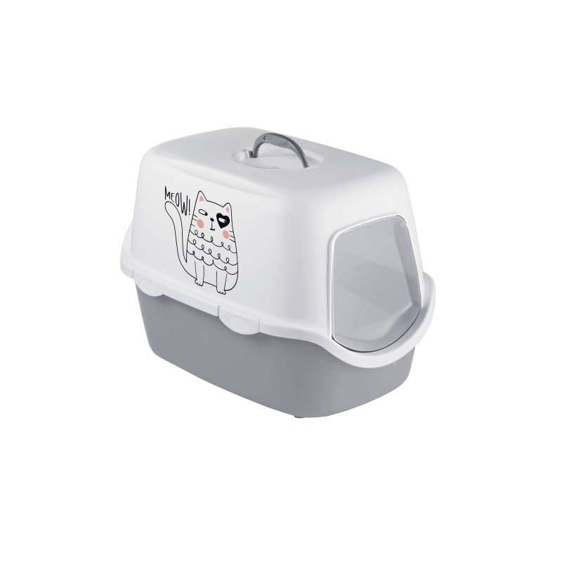STEFANPLAST CATHY GRIFFE GRİ/BEYAZ KEDİ TUVALETİ 56x40x40CM