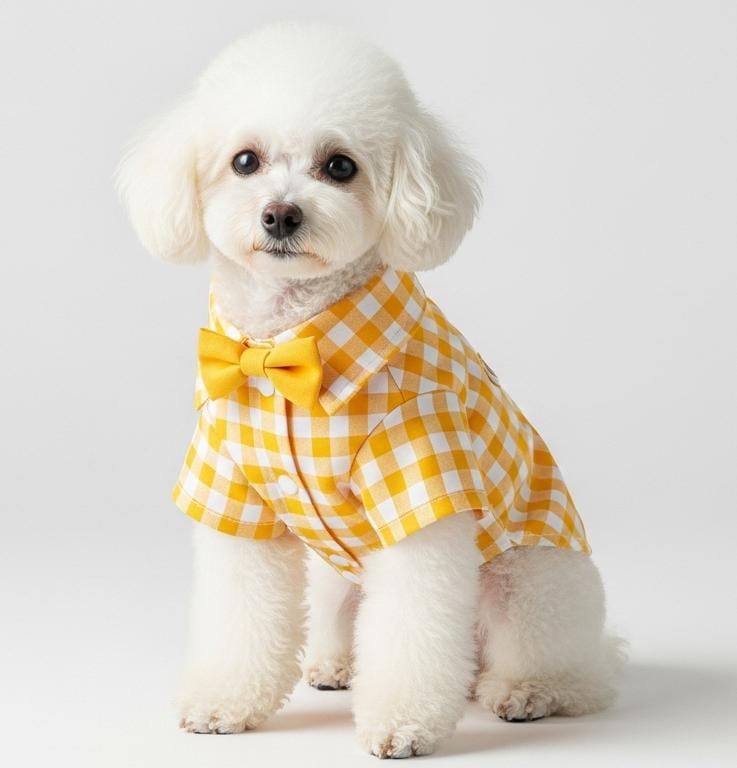 YENİ SEZON ! - Özel Gün Gömlekleri - Kedi ve Köpekler İçin  - Sarı Kareli