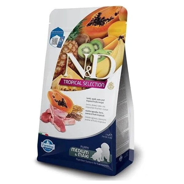 N&D Tropical Selection Kuzu Etli ve Tropikal Meyveli Orta ve Büyük Irk Yavru Köpek Maması 10kg main variant image