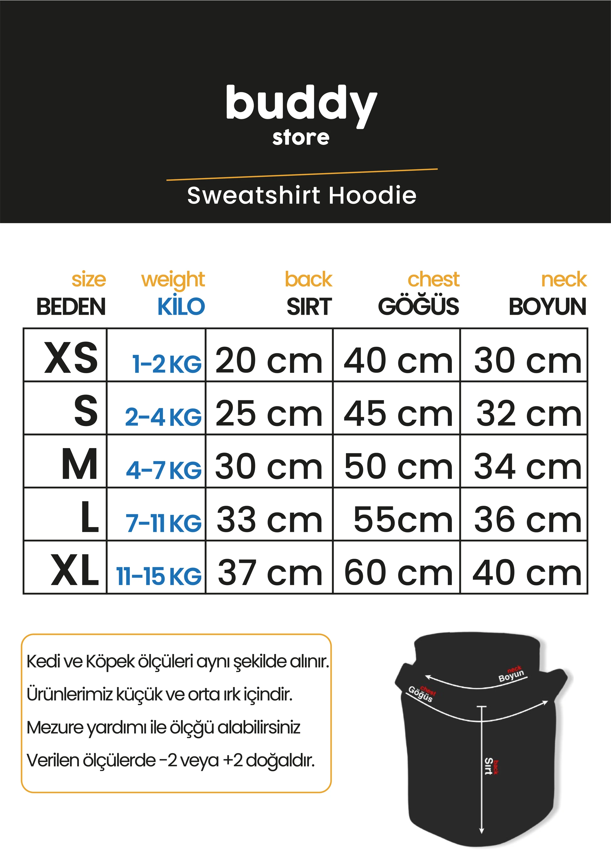 Kedi & Köpek Kıyafeti - Baskısız Sweatshirt Hoodie İkili Paket Serisi