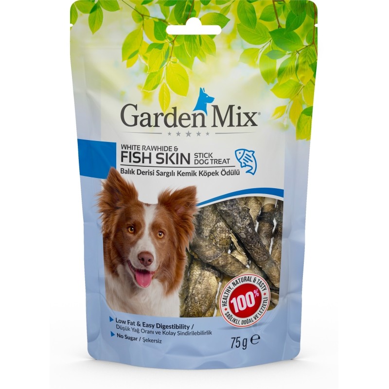 GARDEN MİX BALIK DERİSİ SARGILI KEMİK KÖPEK ÖDÜLÜ 75 GR