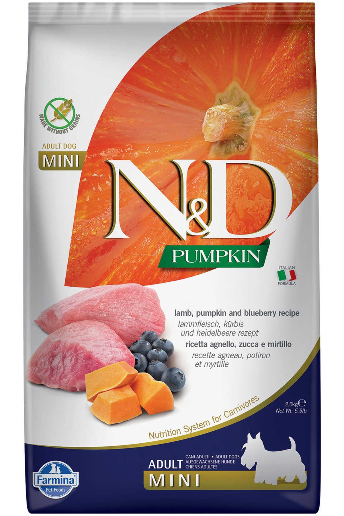 N&D -  Pumpkin Lamb, pumpkin and blueberry  Recipe ( 2.5 KG ) (PND025850S)