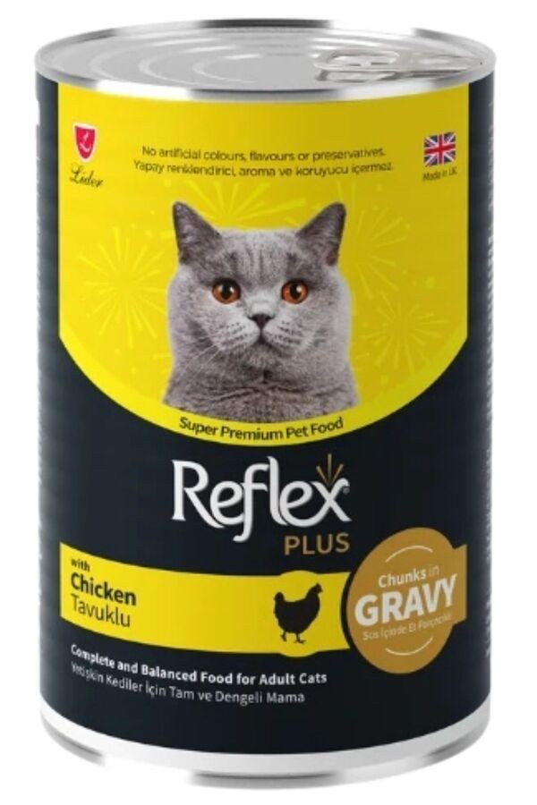REFLEX PLUS SOS İÇİNDE ET PARÇACIKLI TAVUKLU YETİŞKİN KEDİ MAMASI 400 G