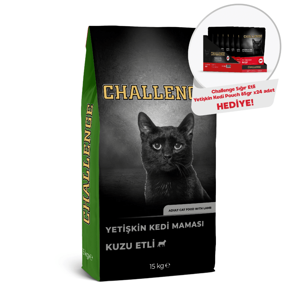 Kuzu Etli Yetişkin Kedi Maması 15 Kg + Sığır Etli Yetişkin Kedi Pouch 85 grx 24 Adet Hediyeli!