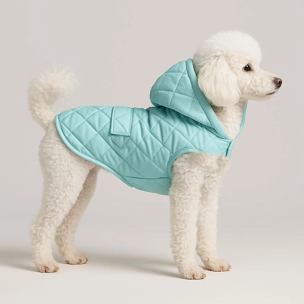 Kapitone Astarlı Su Geçirmez Kapüşonlu Köpek Montu - Kolay Giydirilebilir Kalıp (S-M-L-XL-2XL) B2B - Mavi