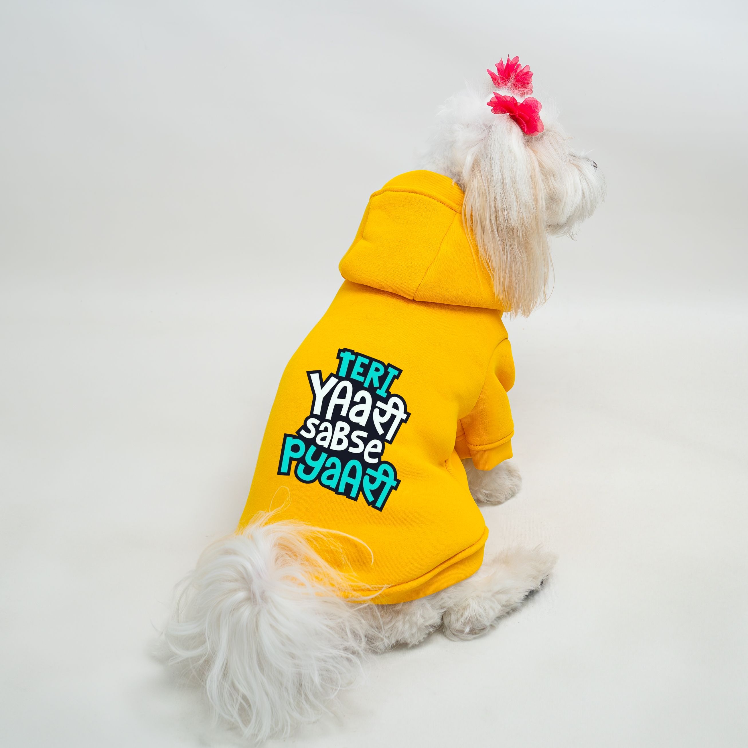 Kedi & Köpek Kıyafeti Sweatshirt - Teri Baskılı Sarı Sweatshirt
