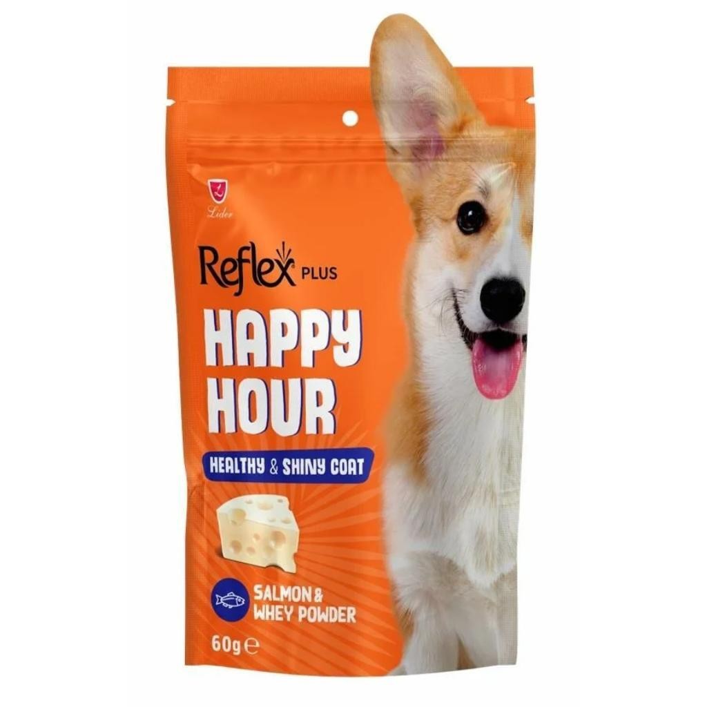 REFLEX HAPPY HOUR SAĞLIKLI VE PARLAK TÜYLER İÇİN DESTEKLEYİCİ KÖPEK ÖDÜL MAMASI 60G