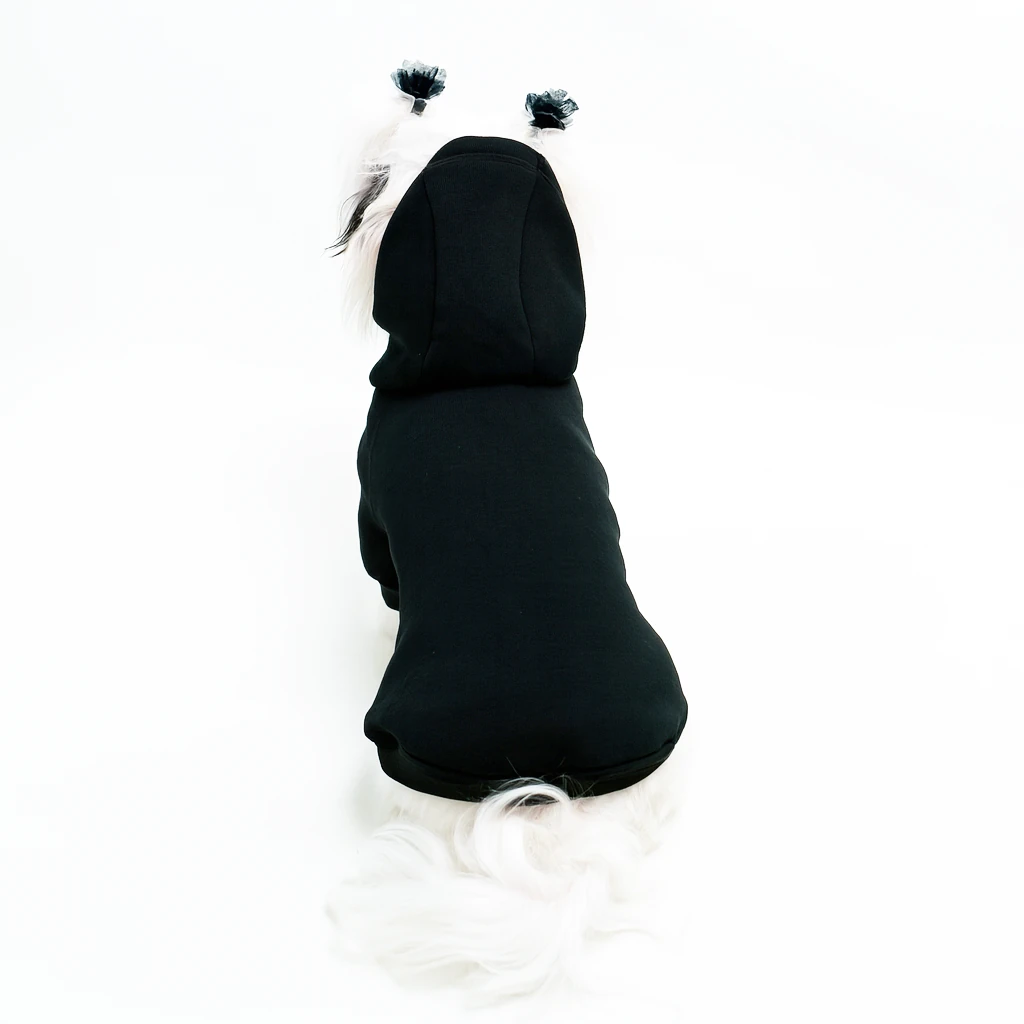 Siyah Baskısız Kedi ve Köpek Sweatshirt Hoodie