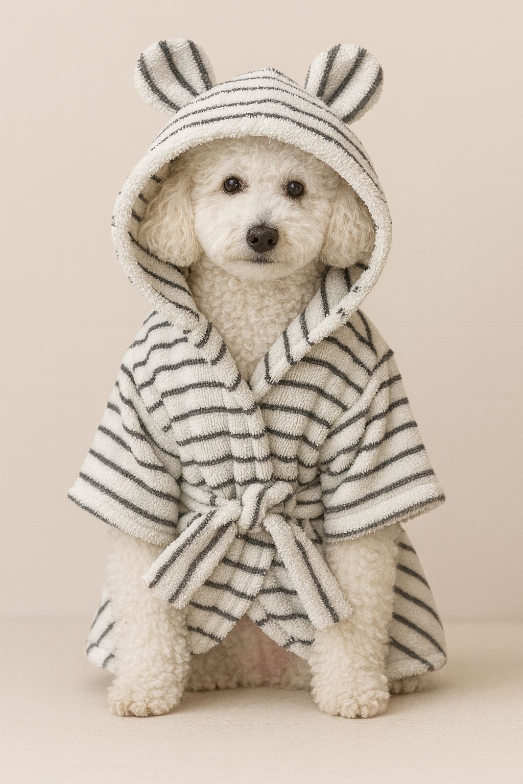 Mikrofiber Kedi ve Köpek Bornozu – Hızlı Kurulama, Yumuşak ve Emici - Çizgili image
