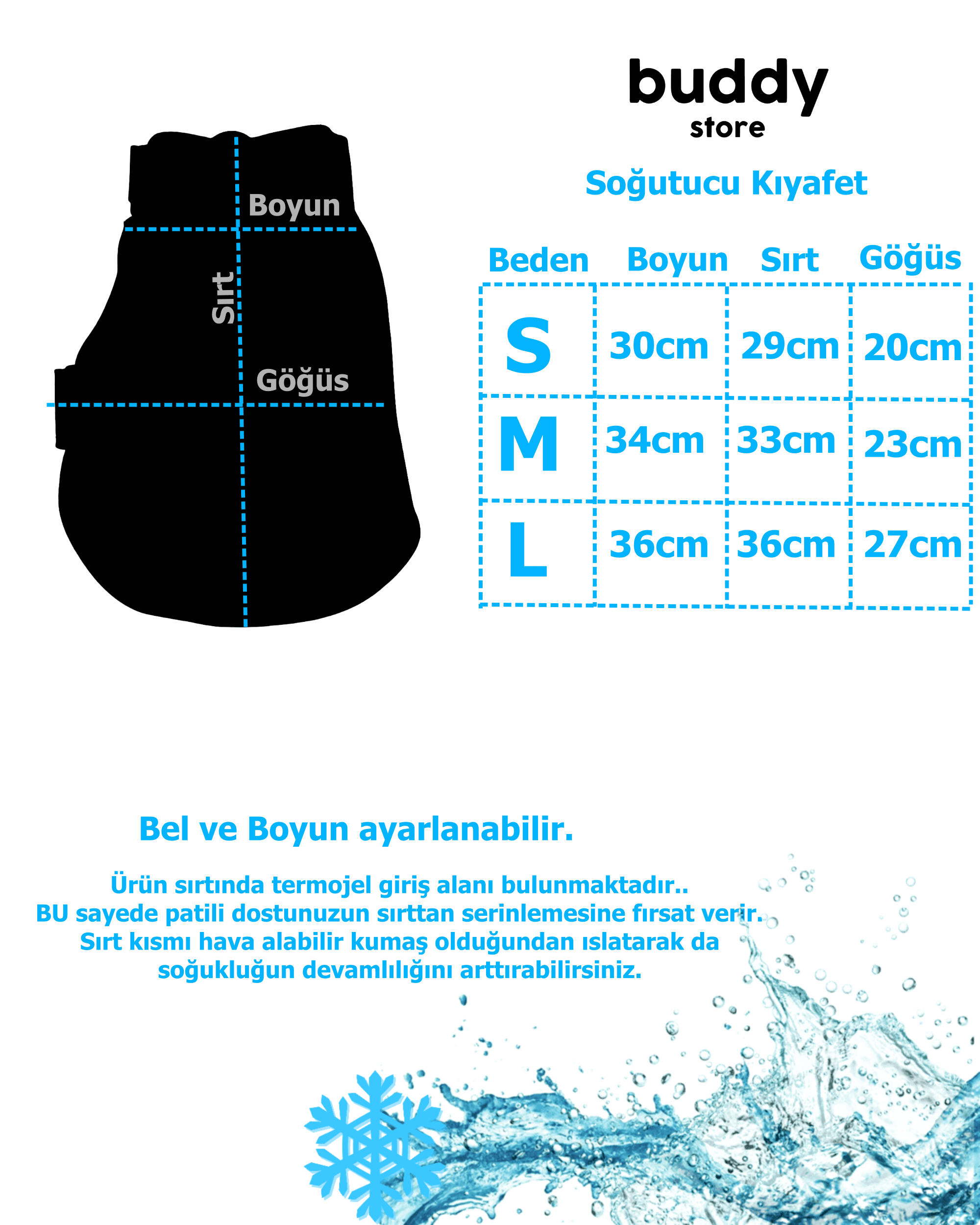 Soğutucu Yelek, Tasma, Tasma Halkalı Kıyafet (Termojel Destekli) Hava alabilen kumaştan üretilmiştir.