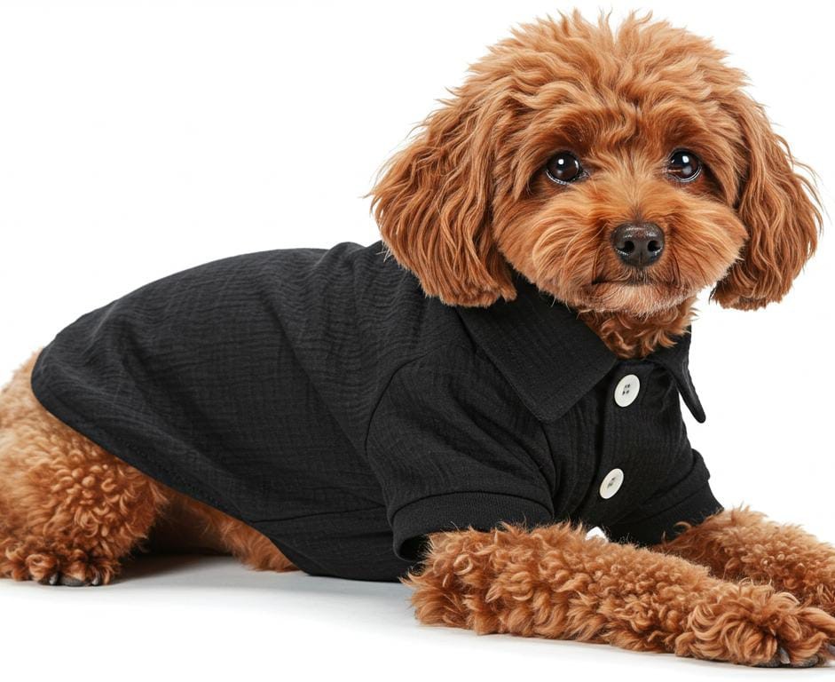 Unisex Krinkıl Kumaş Kedi & Köpek Gömleği (Yazlık) - Siyah
