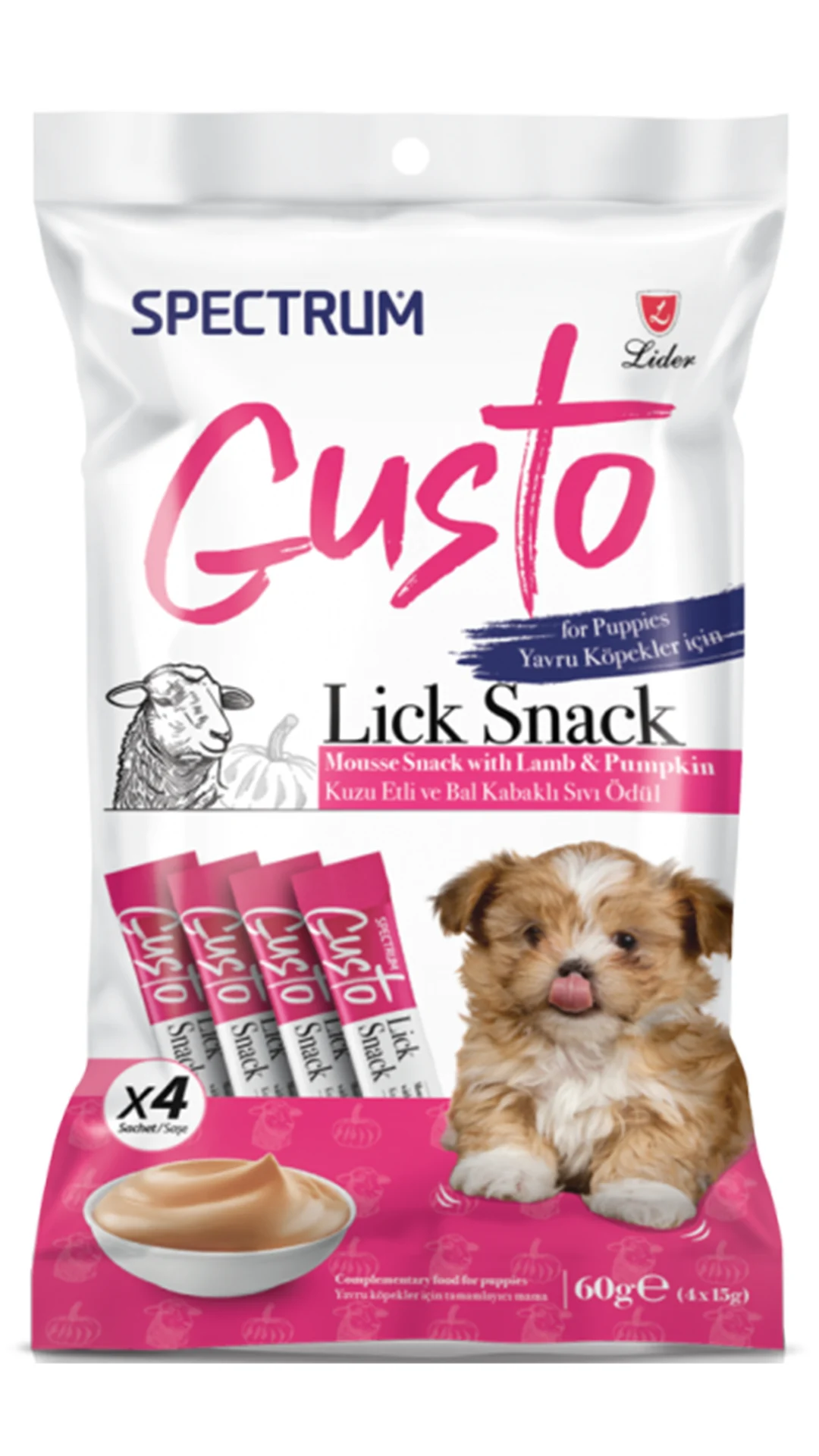 Spectrum Gusto Kuzu Etli ve Bal Kabaklı Yavru Köpek Sıvı Ödülü 4x15gr image