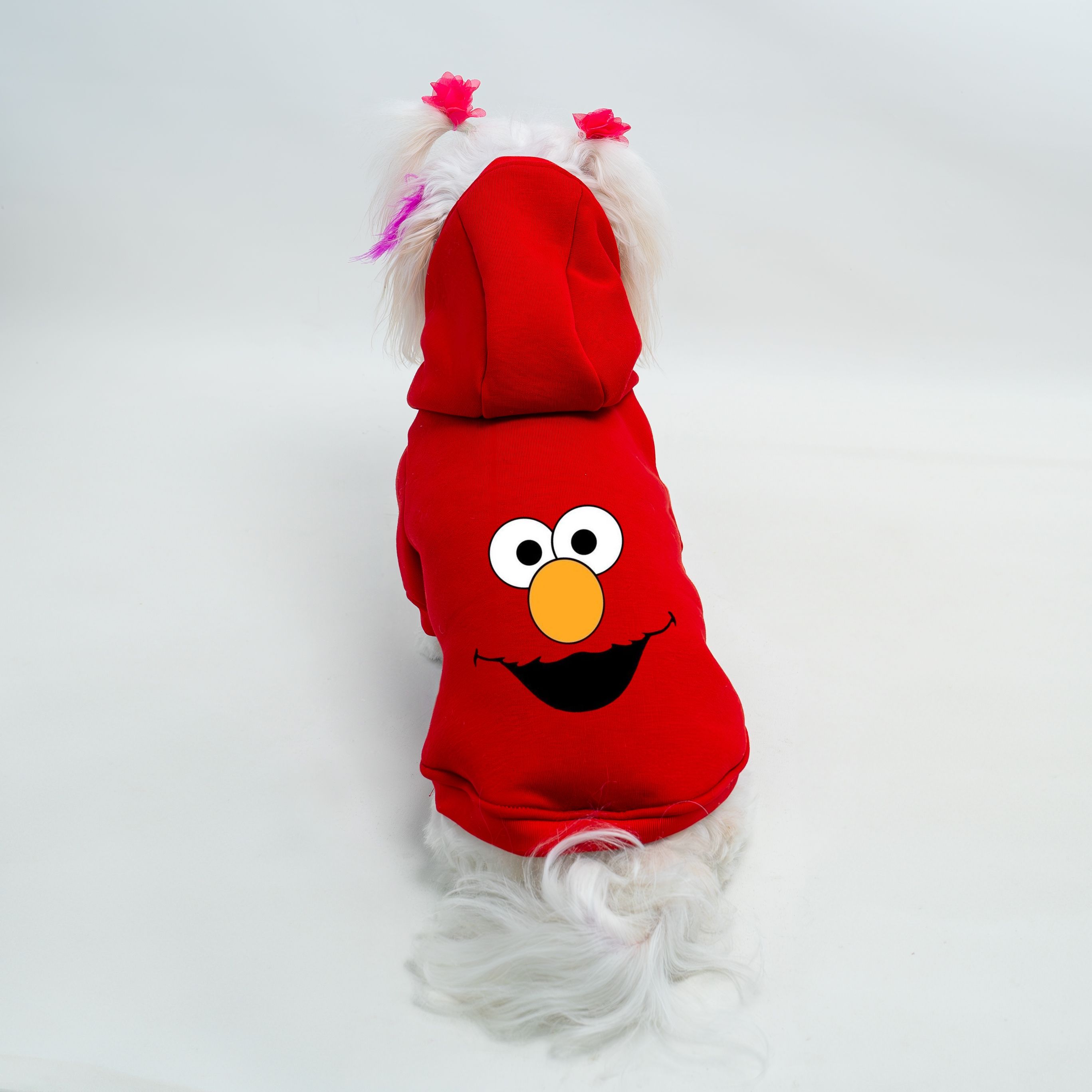 Kedi & Köpek Kıyafeti Sweatshirt - Elmo Baskılı Kırmızı Sweatshirt